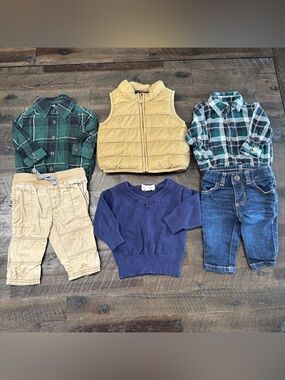 0-3m/3m Baby Boy Fall Clothing Bundle | 6-Piece Mix & Match Set | Mixed Brands